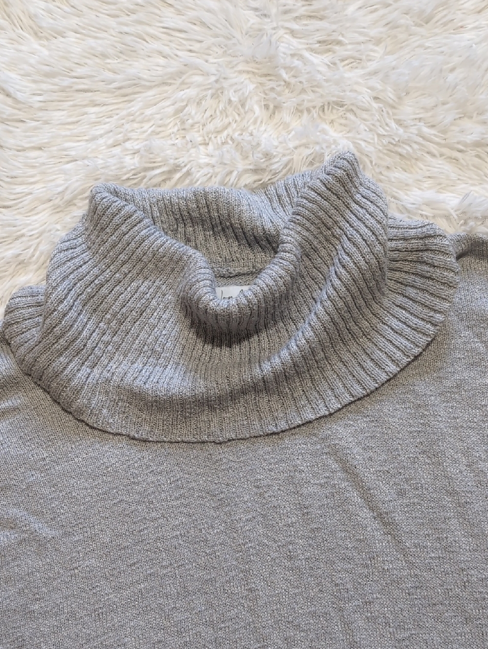 Wonderly Grey Tunic Length Cowl Neck Long Sleeve Ribbed Knit Sweater Size XL - Picture 5 of 12